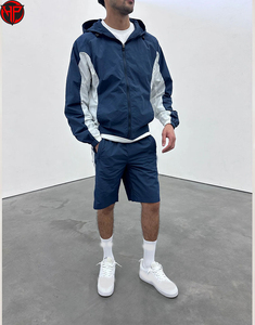 Conjunto de Chaqueta y Pantalones Cortos Deportivos para Hombre con Logotipo de Marca Personalizado, Traje Deportivo de Verano, Cortavientos, Conjunto de Dos Piezas - Product Image 1