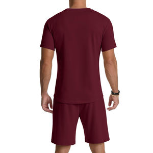 Color sólido al por mayor verano chándal ropa informal y cómoda media manga 100% algodón verano chándal para hombres - Product Image 2