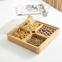 Houten ecologisch verantwoorde glanzende afwerking droge vruchten doos handgemaakt vierkante keuken voedsel opbergcontainer 1-3L capaciteit luxe modern