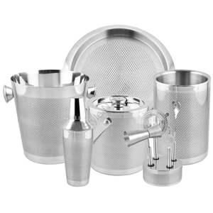 Juego de barras Premium de acero inoxidable de 6 piezas con grabado exterior y diseño clásico elegante - Product Image 1