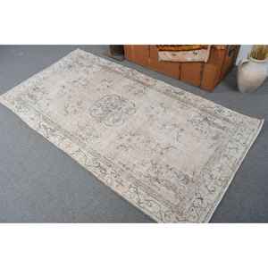 Tapis turc vintage 3,6x6,9 pieds, tapis d'intérieur, gris brun, motifs plantes et arbres, en laine - Product Image 3