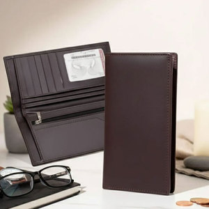 Portefeuille long à rabat unique en cuir fait main entièrement personnalisé, approvisionnement direct d'usine, vente chaude, portefeuilles en cuir pour hommes - Product Image 1