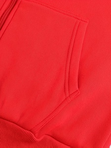 Vente Flash : Sweat à Capuche Zippé Rouge Personnalisé, Coupe Oversize, en Molleton Mélange Coton-Polyester 350 GSM, Impression Gonflée, Couleur Unie, Idéal pour l'Automne - Product Image 4