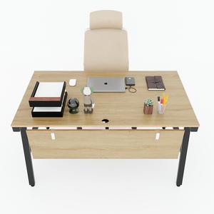 Bureau minimaliste Aconcept HBAC037 en contreplaqué 140x80cm avec revêtement mélaminé et pieds en fer - Product Image 2