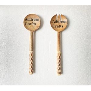 Natural Polished Acacia Wood Salad Server With Resin Handle Wooden Salad Spoon Set Serving Tools Kitchen Tools Tableware Cutlery - Product Image 2