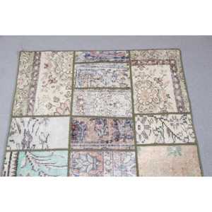 26x8,8 ft Vintage Eco-Friendly Turkish <b>Wool</b> Rug <b>Brown</b> Patchwork with Latex Backing - Product Image 5
