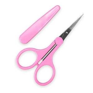 Tijeras para cejas de acero inoxidable curvadas plegables portátiles para el cuidado fácil de viajar Hoja afilada y bordes precisos - Product Image 1