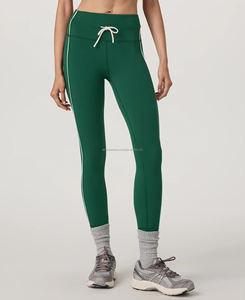 Pantalón deportivo de lana de algodón 100% para mujer, ligero, ajustado, recto, bordado, estilo informal, con logotipo en la cintura - Product Image 1