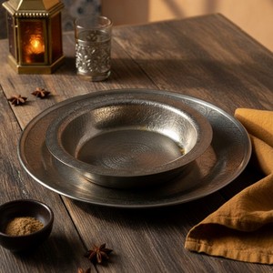 Juego de Tazones de Sopa de Cerámica Vintage Cromados Pulidos con Asas, Incluye Platillo, para Fiestas, para Mezclar Sopa, Empacados en Cajas - Product Image 1