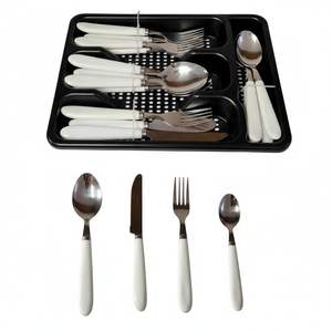 Juego de Cuchara y Tenedor de Acero Inoxidable con Bandeja de Almacenamiento de Plástico para Mesa de Comedor, Cocina y Restaurante - Product Image 2