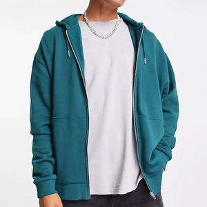 Sweat à capuche zippé en molleton français 100% coton 350 g/m² pour homme, logo brodé personnalisé de haute qualité, poche, hiver, personnalisation OEM - Product Image 1