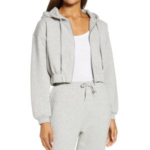 2025 Logo personnalisé femmes épais doux hiver Streetwear à capuche sur la taille court haut court avec Logo avant - Product Image 1