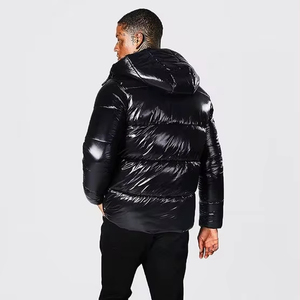 Chaqueta Acolchada Personalizable para Hombre, Talla Grande, Cuello Abatible, Capucha, Piel de Oveja Negra, Repelente al Agua, Cierre de Cremallera, Reversible - Product Image 2