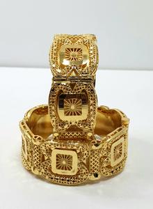 Lujosos brazaletes finos chapados en oro de 24 quilates para mujer, Juego de 2 accesorios GRM - Product Image 4