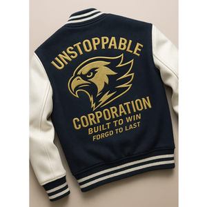 Winter Custom Men Versity Jacket in Black White Waterproof Casual Windproof OEM Pockets Great Value Leather and wool Material - Product Image 1