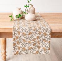 Chemin de table à imprimé floral botanique, chemin de table en coton et lin doux pour cuisine de ferme et décoration de table de mariage