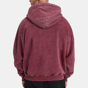 Sudadera con Capucha Corta Lisa, Cierre de Cremallera de 1/4, Unisex, Invierno, Felpa, Ecológica, Transpirable, con Bolsillo, Corte Regular, Lavado Ácido - Product Image 6