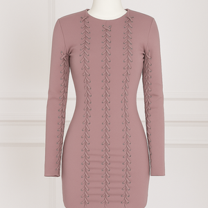 Vestido Ajustado de Encaje para Mujer, Manga Larga, Corte Regular, Mini, Tejido Elástico Suave, Informal, Transpirable, Verano - Product Image 1
