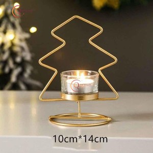 Centerpiece Candle Holder Hot Selling Christmas <b>Tree</b> Shape Iron Made T Light Holder Gold Color Shiny Plated Unique Candle Jar - Product Image 4