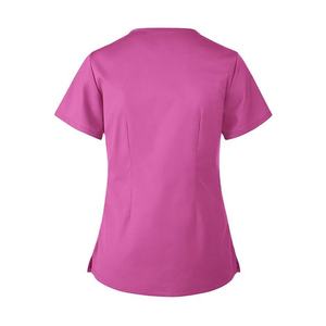 Custom 2024 Short Sleeve Multi <b>Pockets</b> Breathable Scrub Tops Nurse Hospital Uniform Top Scrub - Product Image 3