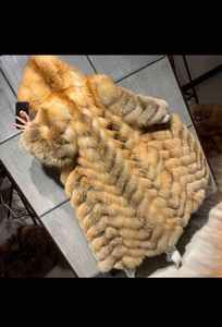 Abrigo de Piel de Zorro Rojo Natural, Grueso, Cálido, de Lujo, con Capucha, Largo, para Mujer - Product Image 5