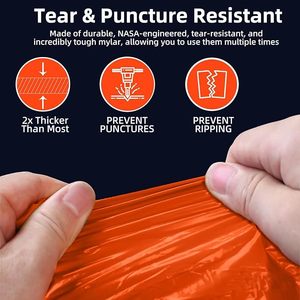Camping en plein air et <span class=keywords><strong>alpinisme</strong></span> Imperméable d'urgence PE/PET <span class=keywords><strong>Film</strong></span> d'aluminium Couverture de vie Poncho d'urgence résistant à la chaleur - Product Image 5