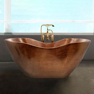 Axiom Home Accents' Luxury Freestanding Eco-Friendly Bath <b>Tub</b> Handcrafted <b>Metal</b> Copper with Antique Finish for Modern Bathrooms - Product Image 4