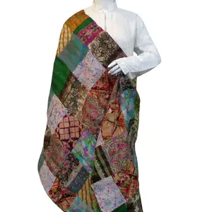 Silk Stoles Perfect Blend Of Style And Comfort Hand Crafted High Quality Cotton Kantha Embroidered Reversible Silk Stole