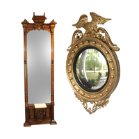Miroir mural en verre Art Déco européen avec cadre en bois massif naturel, écologique et durable pour la décoration de salon et de maison