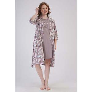KADIN P.SUPREM KISA KOL TUNIK+ 3/4KOL SABAHLIK TAKIM - BEIGE - BEIGE - Product Image 3