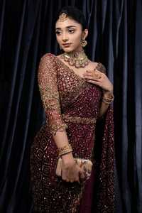 High On Demand Heavy Kasturi Zijden Georgette <span class=keywords><strong>Saree</strong></span> Met Borduurwerk Voor Bruidsgeschenken Gebruik Van Indiase Leverancier - Product Image 3