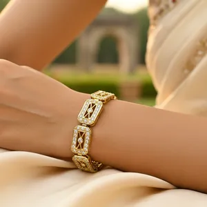 Pulsera de Circonia con Baño de Oro para Mujer, Elegante para Fiestas, Cadena Fina y Joyería de Eslabones - Product Image 3
