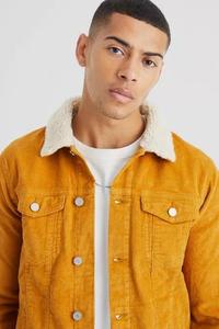 Veste en toile et cuir pour homme, col montant, vêtements d'extérieur d'automne, streetwear vintage, veste bleue déchirée, mode décontractée - Product Image 2