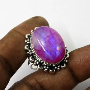 Anillo de piedras preciosas de plata esterlina 925 con piedra lunar arcoíris rosa, regalo de joyería de corte ovalado de diseñador para su boda o aniversario - Product Image 4