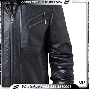 Chaqueta informal de cuero para hombre, logotipo personalizado, diseñador, venta al por mayor, chaquetas de hombre de talla grande puras en blanco - Product Image 3