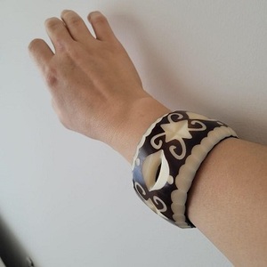 Bracelet large en os de buffle, fait à la main, style traditionnel indien, look vintage, bijoux de mode - Product Image 4