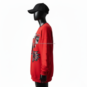 Sudadera Extra Grande para Mujer, Felpa Gruesa de 320 GSM, Tela Suave, Color Rojo, con Logotipo Personalizado por Transferencia de Calor, Sudaderas Transpirables para Mujer - Product Image 3