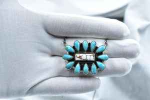 Collar de cadena ajustable hecho a mano de 18 pulgadas con caballo salvaje y Mojave turquesa rodio y plata esterlina chapada en oro - Product Image 2