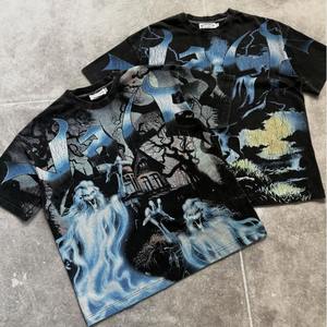 เสื้อยืดแขนกุดสำหรับผู้ชายพิมพ์ลายด้านหน้าทำจากพลอยเทียมสตรีทแวร์ไซส์ใหญ่โอเวอร์ไซส์ - Product Image 3