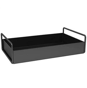 Plateau rectangulaire noir classique avec poignées pour décor de table, plateau de nourriture en métal polyvalent en gros pour servir des boissons - Product Image 1