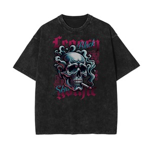 Oversized T-<b>Shirt</b> with Vintage <b>Skull</b> Design Heavyweight Cotton Streetwear Tee for Casual Hip-Hop Fashion and Custom Printing - Product Image 4