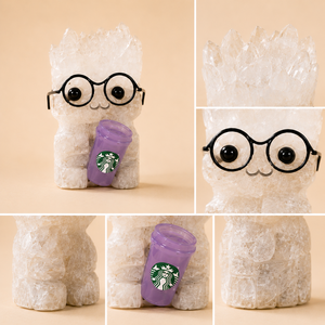 Figurine <span class=keywords><strong>Groot</strong></span> en cristal naturel avec lunettes, décoration de bureau mignonne sculptée à la main, 6 cm - Product Image 3