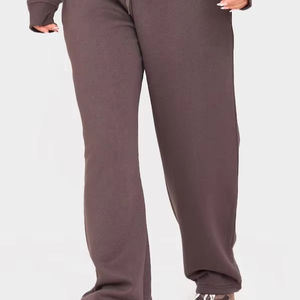 OEM Pantalon de survêtement en coton polyester de haute qualité pour femmes Palazzo à jambes larges Pantalon baggy uni OEM pour femmes - Product Image 1