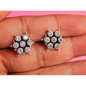 925ต่างหูเงินสเตอร์ลิงพร้อมพลอยเพทายเพชรพลอยเพชรพลอยโรสโกลด์เครื่องประดับสำหรับผู้หญิงและผู้หญิงของขวัญชิ้น E0477-GS - Product Image 4