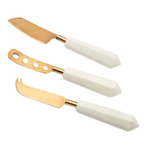 Juego de queso con mango negro redondo largo de acero inoxidable, juego de cuchillos de queso bonitos baratos hechos a mano de diseñador para el hogar - Product Image 3