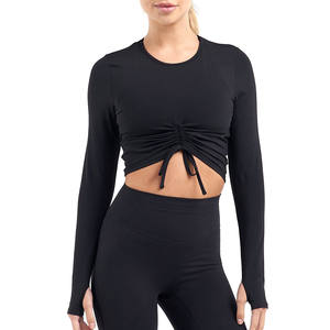 T-shirt uni court d'été pour femmes Offre Spéciale en gros 100% tissu personnalisé printemps haut court motif solide - Product Image 6