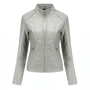 Veste en cuir noir printemps automne veste de motard pour femmes manteau en cuir pour femmes de bonne qualité veste en simili cuir pour femmes personnalisée - Product Image 3