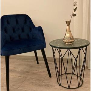 Tavolino in cristallo con gambe verniciate nere