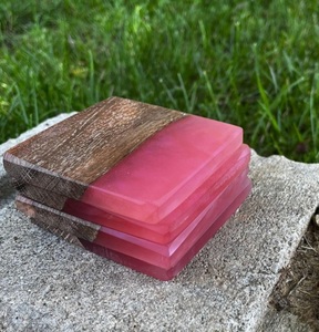 Posavasos moderno de madera y resina lado a lado nueva artesanía con tema del océano para el Día de San Valentín - Product Image 4