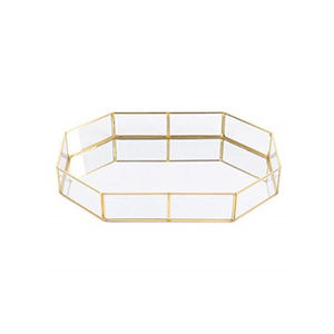 Wholesale Gold Color Restaurant Glass Dessert <b>Tray</b> Customized Shape Vanity Jewelry <b>Tray</b> for Weddings Events Elegant Design India - Product Image 3